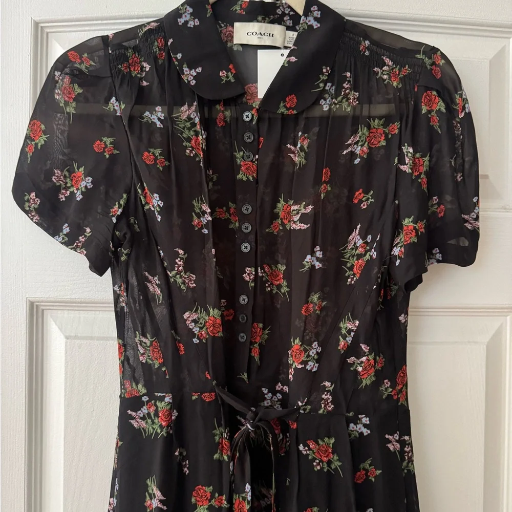Coach Black Floral Midi Dress - Picture 3 of 12